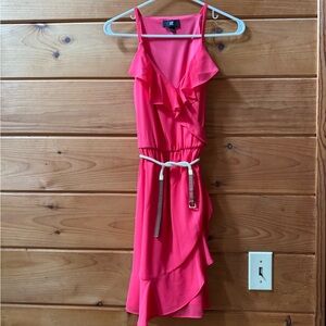 Iz Byer Vibrant Pink Asymmetrical Dress